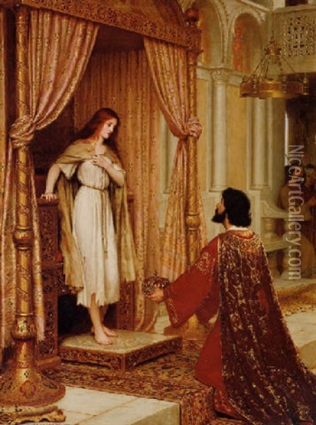 A King And A Beggar Maid Oil Painting - Edmund Blair Leighton