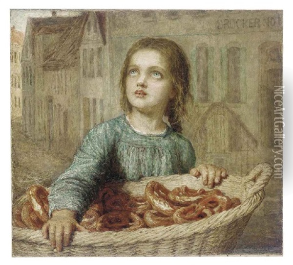 The Little Pretzel Seller Oil Painting - Carl Wilhelm Friedrich Bauerle