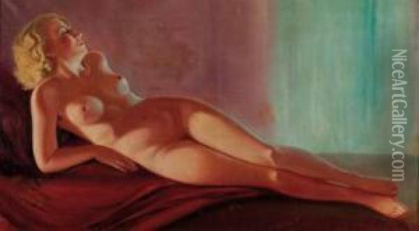 Liegender Weiblicher Akt Oil Painting - Josef Plank
