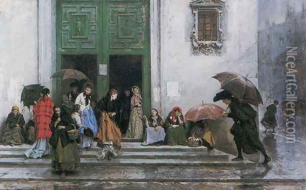 Coming out of Church Oil Painting - Raimundo de Madrazo y Garreta