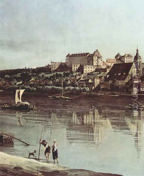 View from Pirna, Pirna of Kopitz, with Fortress Sonnenstein, detail Oil Painting - (Giovanni Antonio Canal) Canaletto