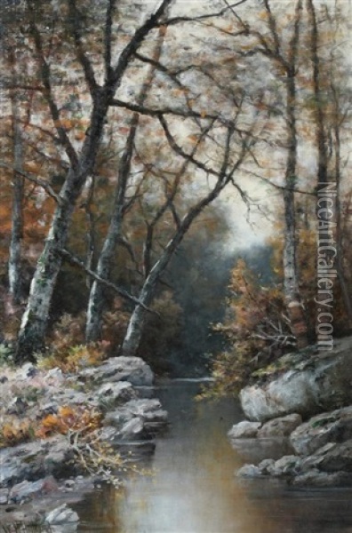 Autumn, New England Oil Painting - William Henry Hilliard