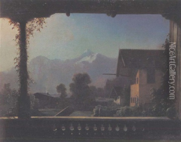 Nachtliche Landschaft Im Tirol Oil Painting - Bernhard Stange