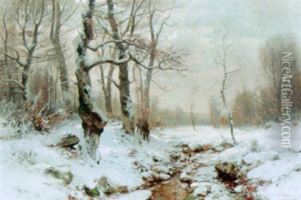A Winter Landscape Oil Painting - Wilhelm Schroeter