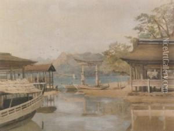 Torii Gate At Miyajima Oil Painting - John Jnr. Varley