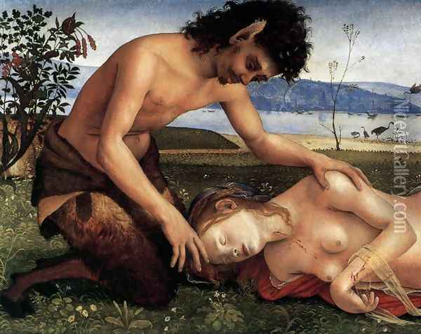 The Death of Procris (detail-1) c. 1500 Oil Painting - Piero Di Cosimo