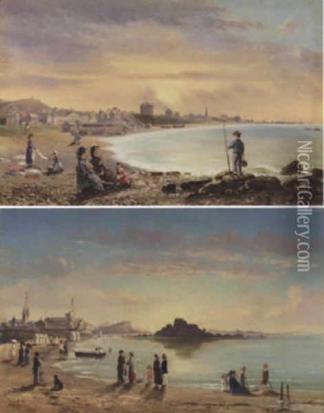 The Beach At Saint Malo Oil Painting - Conrad Wise Chapman