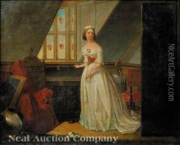 The Young Princessvictoria Amidst The Relics Of Her Ancestors Oil Painting - Thomas Truman Spear