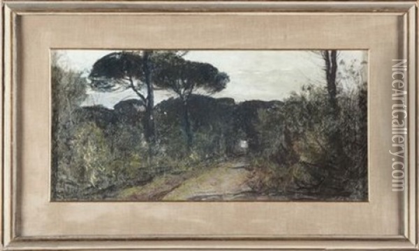 Nella Pineta Di Castel Fusano (pair) Oil Painting - Giulio Aristide Sartorio