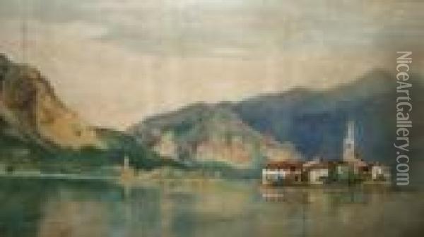 Italian Lake Scene Oil Painting - John Absolon