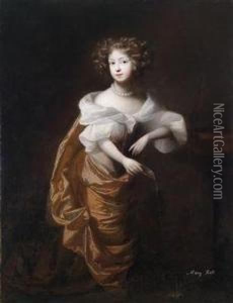 Portrait Of Miss Mary Rolt Of Milton Ernest Oil Painting - Simon Pietersz. Verelst