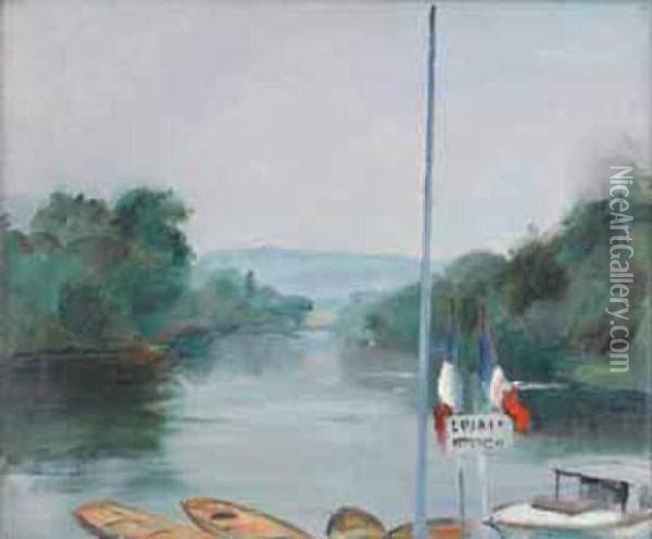 Embarcadere Sur La Seine Oil Painting - Henri Ottmann
