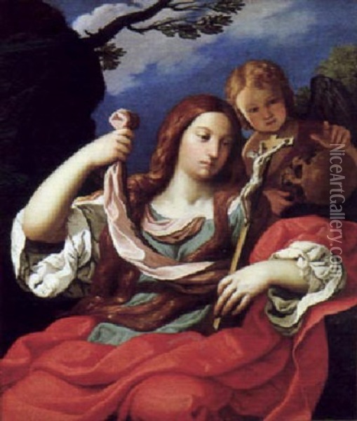 Die Magdalena Mit Einem Engel Oil Painting - Lodovico Lana