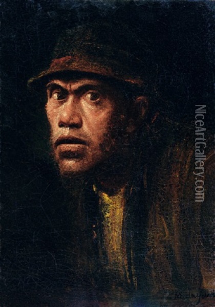 Head Of Tramp Oil Painting - Laszlo Mednyanszky