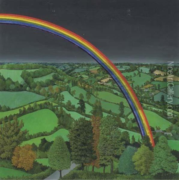 Landscape With A Rainbow Oil Painting - John Hancock