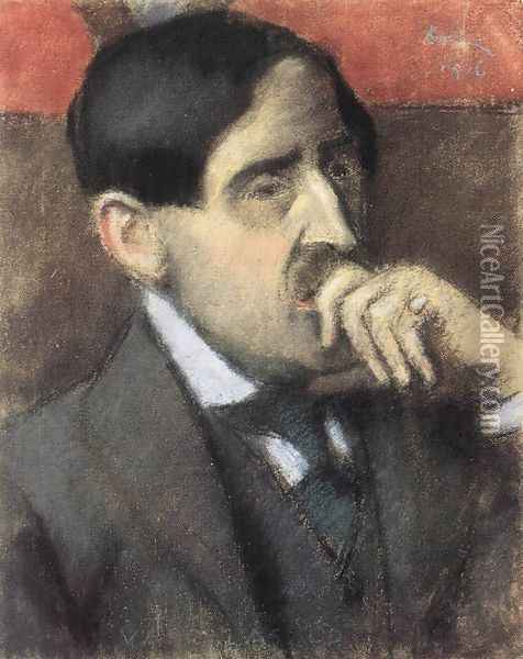 Portrait of Laszlo Vago 1916 Oil Painting - Jozsef Rippl-Ronai