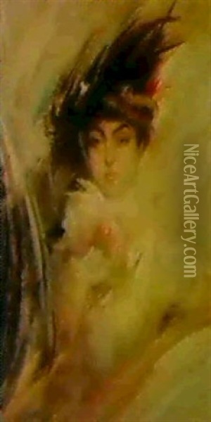 A Portrait Of Madame Georges Victor-hugo Oil Painting - Giovanni Boldini