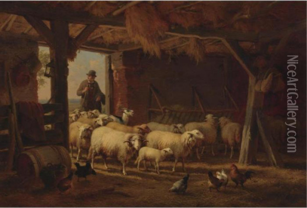 The Return Of The Flock Oil Painting - Eugene Joseph Verboeckhoven