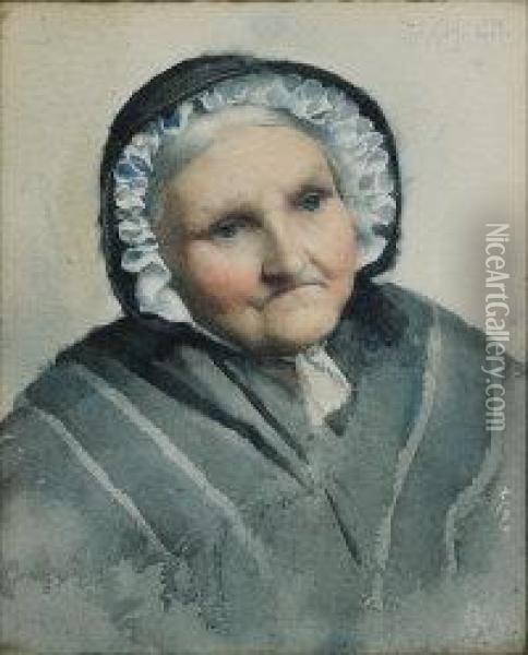 Portrait Of An Elderly Lady Oil Painting - Thomas Cooper Gotch