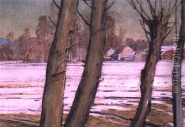 Wintery Landscape Oil Painting - Alois Kalvoda