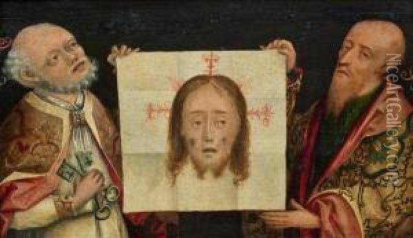 Die Heiligen Petrus Und Paulus Mit Dem Schweistuch Derveronika Oil Painting - Martin Schaffner