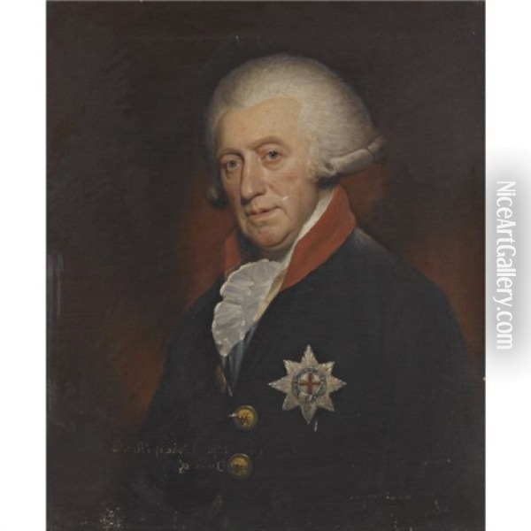 Portrait Of George, 4th Earl Of Cardigan, Later 1st Duke Of Montagu Wearing Windsor Unifrom And The Badge Of The Order Of The Garter Oil Painting - Sir William Beechey