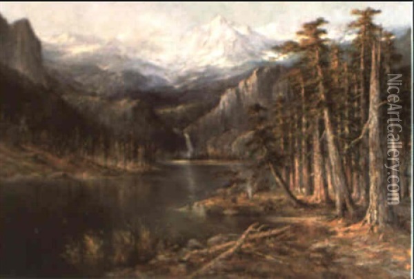 Cascade Lake Oil Painting - Hugh Antoine Fischer