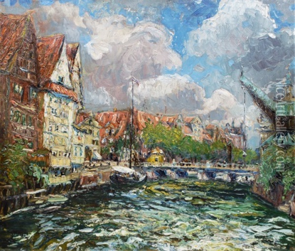 The Luneburg Stintmarkt Oil Painting - Marie Hager