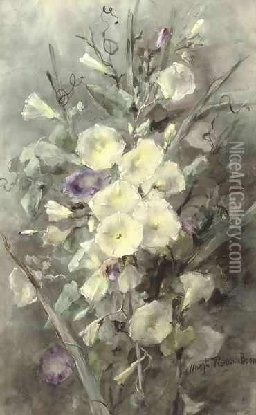Purple and white field bindweed Oil Painting - Margaretha Roosenboom