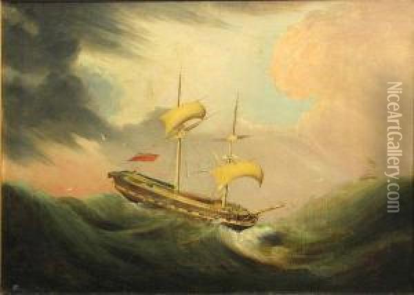 Storm At Sea Oil Painting - William Huggins