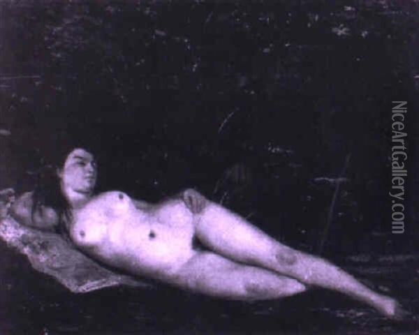 Reclining Nude Oil Painting - Gustave Courbet
