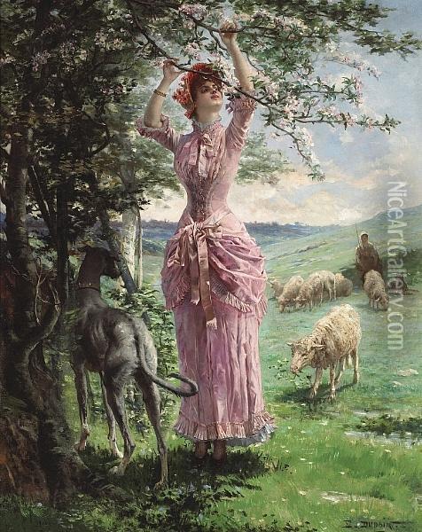 Springtime Oil Painting - Edmond Louis Dupain