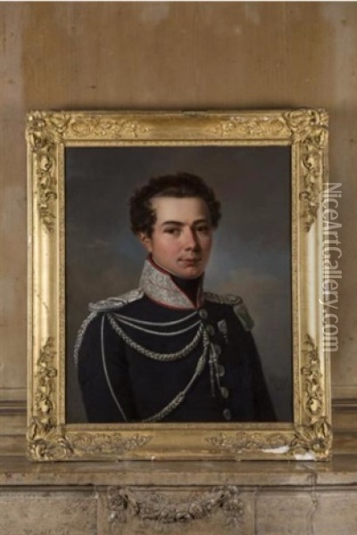 Portrait D'un Officier De La Maison Du Roi Oil Painting - Henri Nicolas Van Gorp