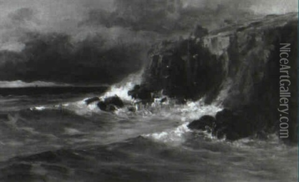 Coastal Cliffs, Nova Scotia Oil Painting - Frederic Marlett Bell-Smith