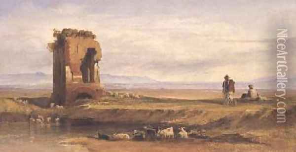 Buon Ricovero in the Roman Campagna Oil Painting - Edward Lear