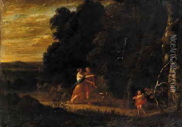 A lovers' stroll Oil Painting - Gaspard Dughet
