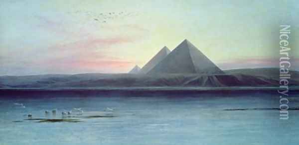 The Pyramids of Giza Oil Painting - Edward Lear