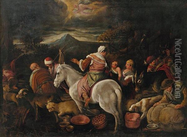 Der Auszug Abrahams Nach Kanaan Oil Painting - Jacopo Bassano (Jacopo da Ponte)