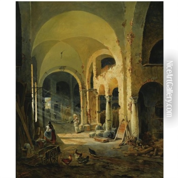 The Old Monastery Oil Painting - Anton Altmann the Younger
