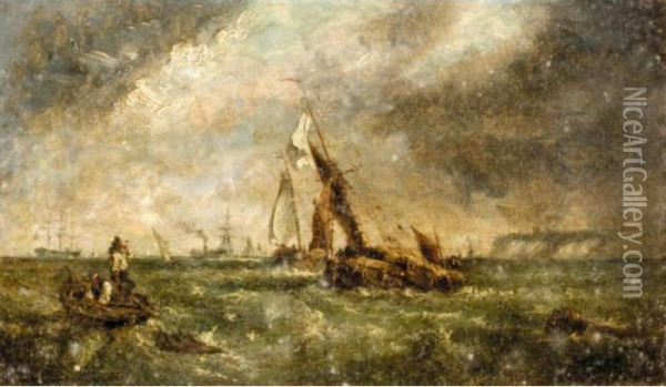 Coming Storm In The Channel Oil Painting - Samuel Bough