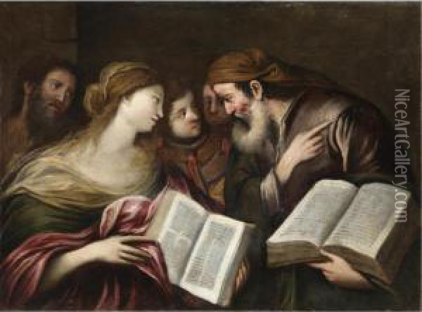 Disputa Coi Dottori Oil Painting - Pietro Della Vecchio