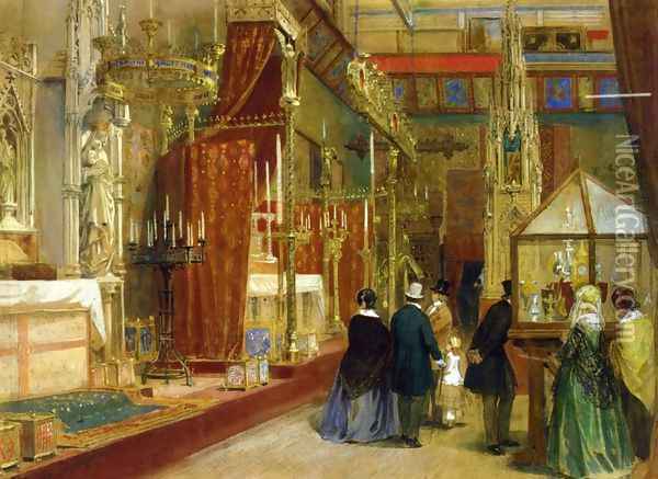 Interior of the Great Exhibition: The Medieval Court Oil Painting - Louis Hague