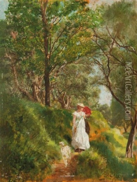 Femme A L'ombrelle Oil Painting - Ernest Meissonier
