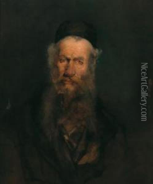 Attributed Rabbi Oil Painting - Karl Von Merode