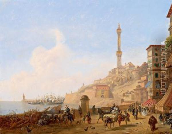 Suditalienische Hafenstadt Oil Painting - Alois Bach
