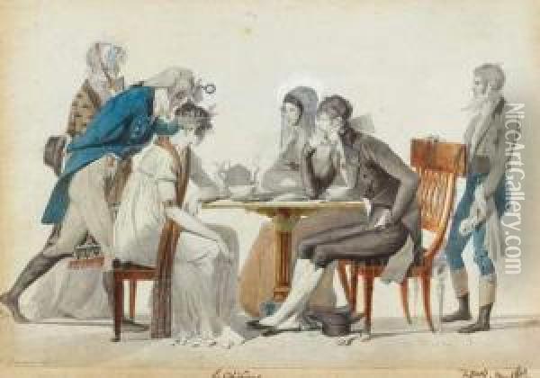 Le Dejeuner
 Aquarelle Oil Painting - Alexandre Evariste Fragonard