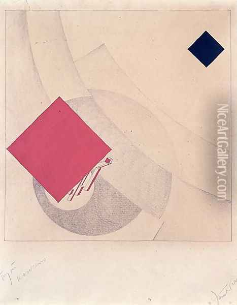 Study for 'This is the end' from the 'Story of Two Squares', 1920 Oil Painting - Eliezer Markowich Lissitzky