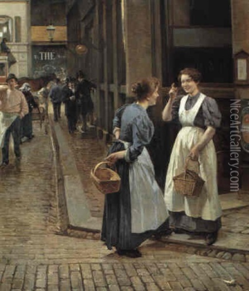 Gadescene Fra Kobenhavn Oil Painting - Edvard Frederik Petersen
