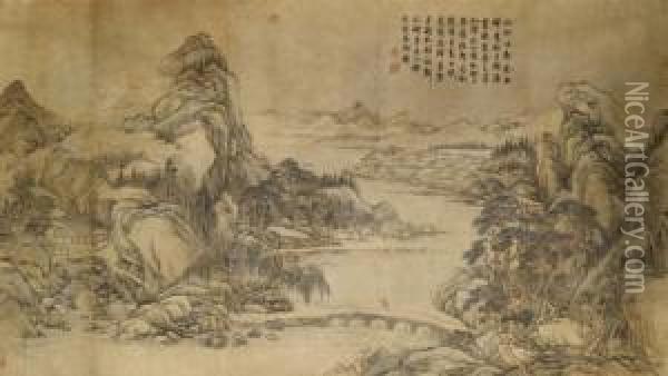 Mountain Villages Oil Painting - Zhang Zongcang