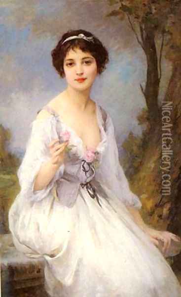 The Pink Rose Oil Painting - Charles Amable Lenoir